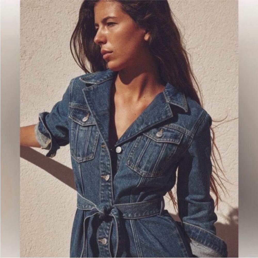 Zara Classic Long Sleeve Denim Dress NWT Size Medium - Picture 3 of 5